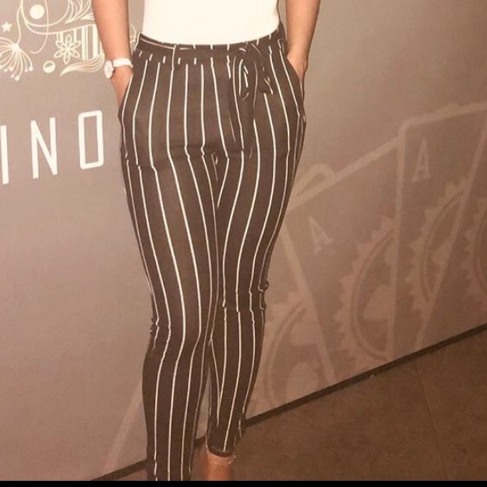 Black stripe pants